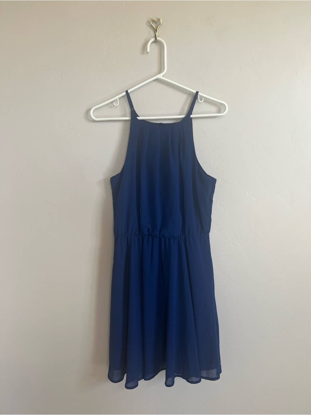 Womens Blue Halter Neck Summer Spring Sleeveless Elastic Waist Lightweight Size